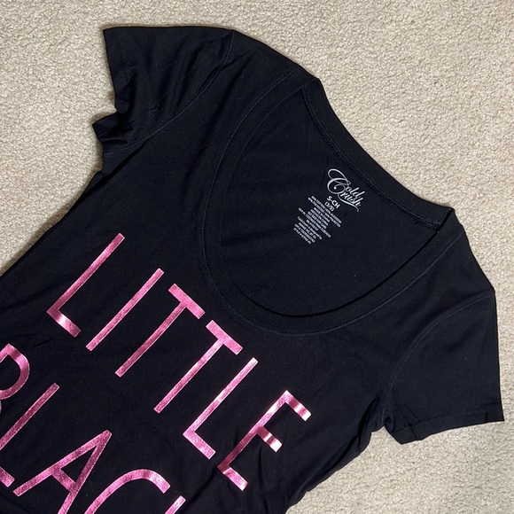 NWOT Black “Little Black Tee” in Pink, Scoop Neck Tshirt, Juniors Small - Picture 2 of 3
